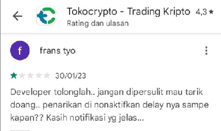 Mau Penarikan Kok Dipersulit, Gimana Nih Tokocrypto?