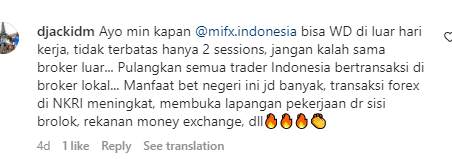 Penarikan di MIFX Hanya Bisa Pada Hari Kerja Saja