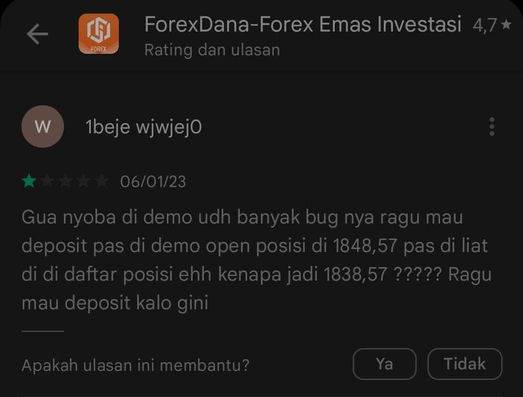 Terjadi Bug! Pengguna Merasa Ragu Deposit di Broker ForexDana