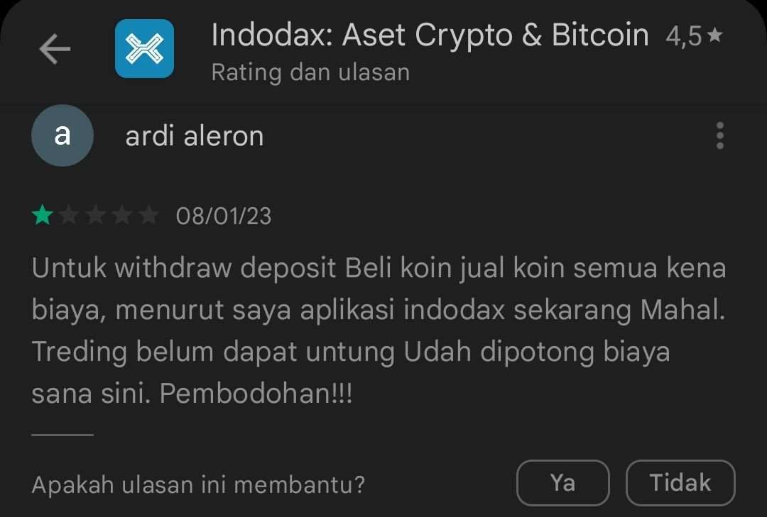 Pengguna Ungkap Biaya Tambahan Platform Indodax Sangat Banyak