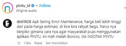 App Pintu Sering Maintenance, Pengguna Komplen Tidak Terima!