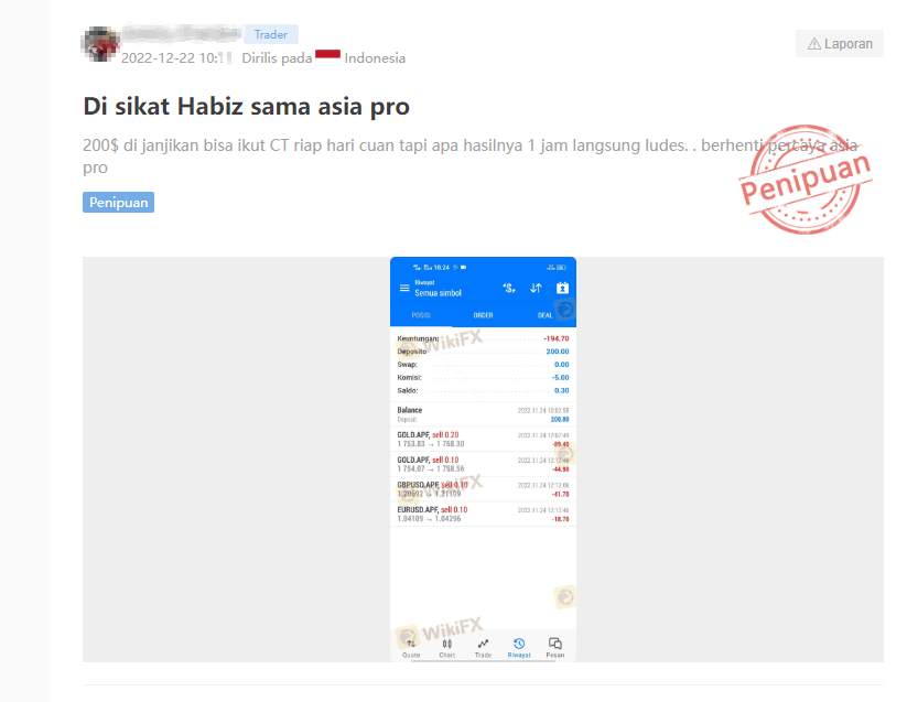 Trading di AsiaPro Harusnya Untung Malah Jadi Buntung