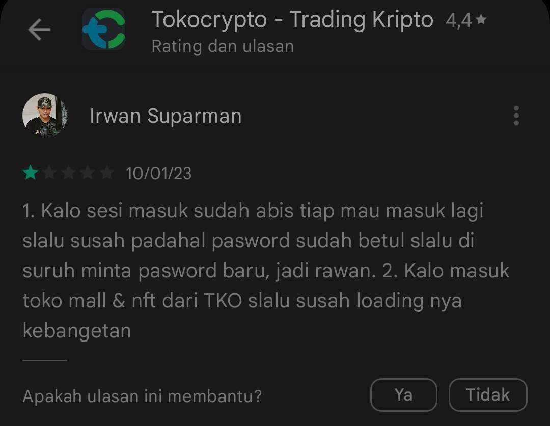 Seorang Pengguna Ungkap Kekurangan Platform Tokocrypto