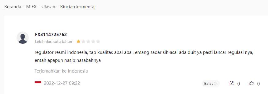 Kualitas Broker MIFX Abal-Abal