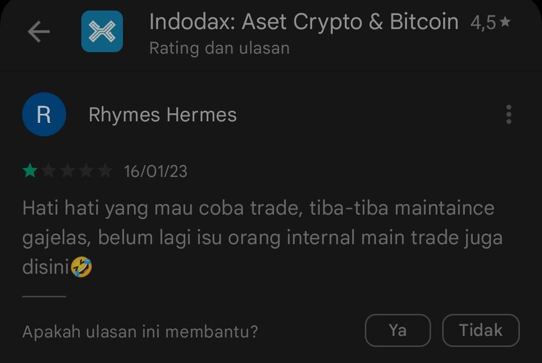 Mendadak Melakukan Maintenance, Platform Indodax Dinilai Merugikan Pengguna