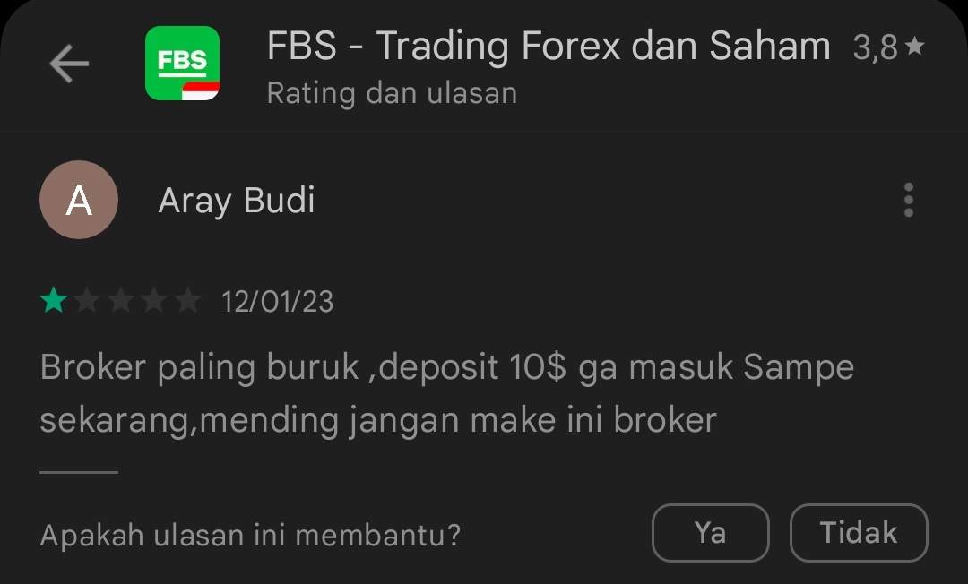 FBS Dinilai Broker Paling Buruk! Deposit 10$ Tak Kunjung Masuk