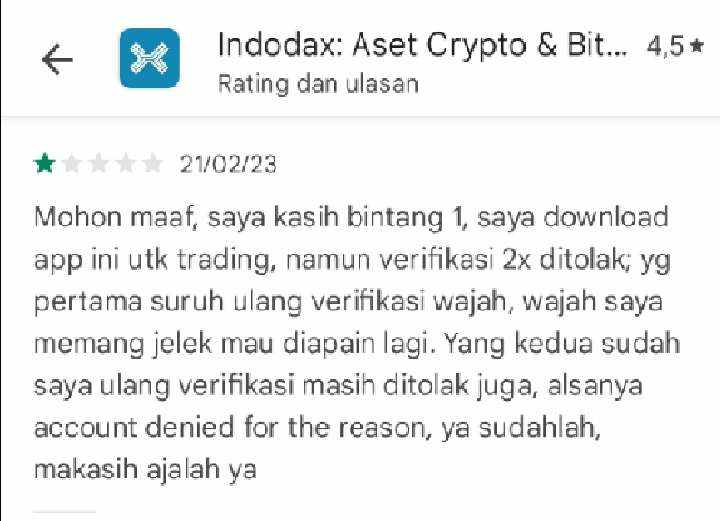Platform Indodax Diduga Persulit Pengguna Ketika Mendaftar