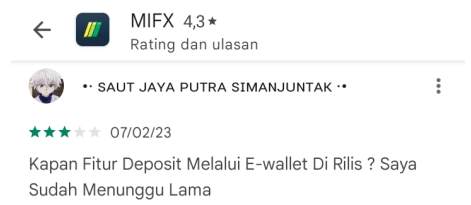 Tolong Permudah Fitur Deposit di APP MIFX