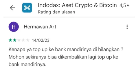 Pengguna Kesulitan Saat Ingin Top Up di Platform Indodax