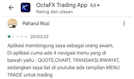 Pengguna Bingung, Platform OctaFX Dinilai Tidak User Friendly