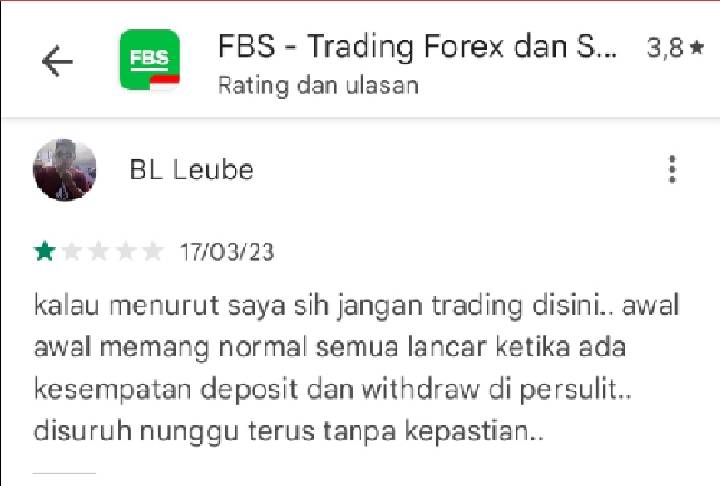 Pengguna Membagikan Pengalaman Buruk Tentang Deposit dan Penarikan di Broker FBS