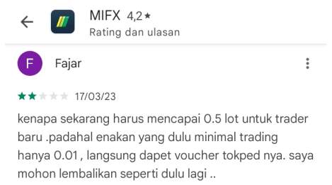 Pengguna MIFX Menuntut Pengaturan Minimum Lot Trading Kembali Seperti Sebelumnya