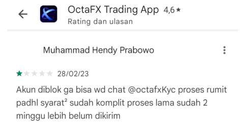 Tiba-Tiba Akun OctaFX di Blokir, Pengguna Ungkapkan Kekesalannya!