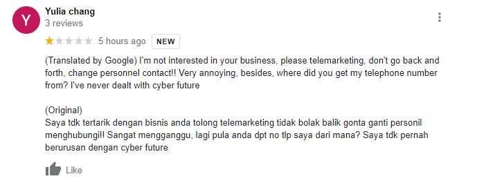 Telemarketing Cyber Futures Dicap Buruk oleh Pengguna