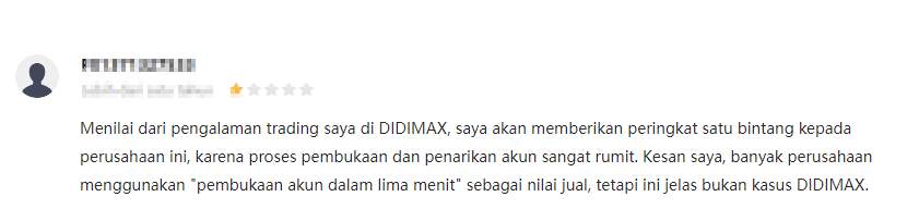 Bintang 1 untuk Broker Didimax