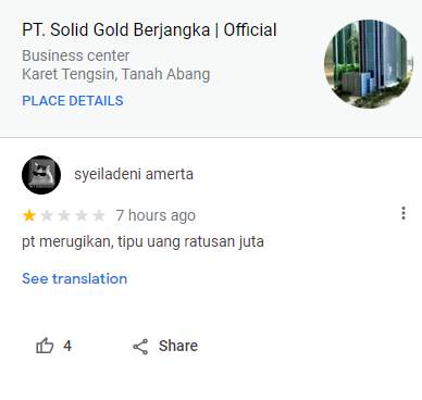 Ratusan Juta Amblas Trading di Solid Gold