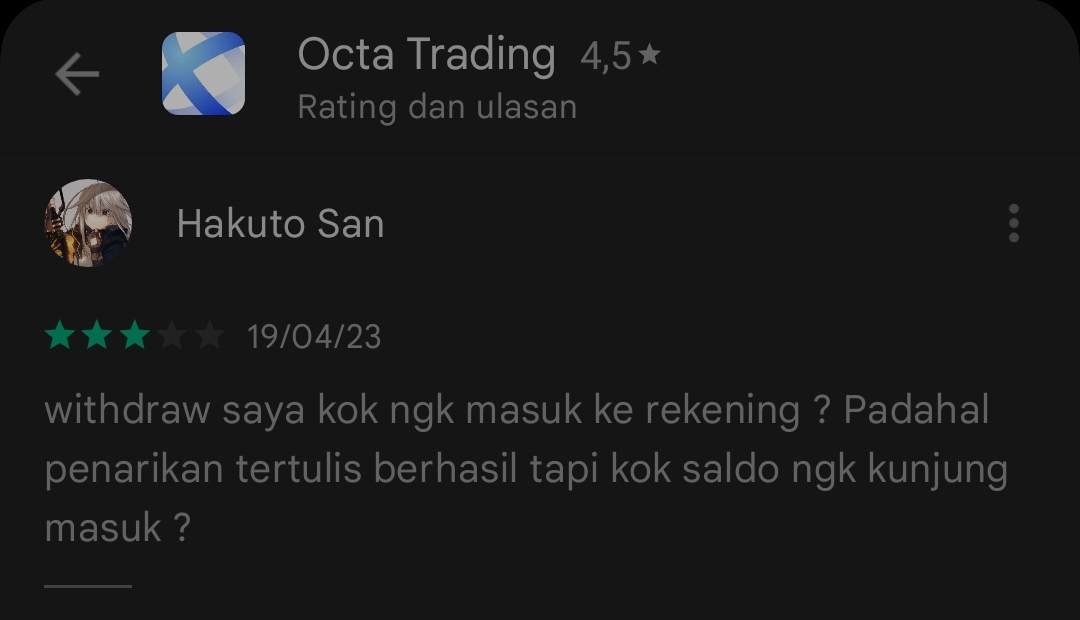 Status Penarikan di OctaFX Berhasil, Tapi Dana Tidak Diterima
