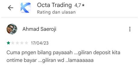 Penarikan di Octa FX Tidak Tepat Waktu