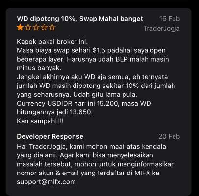 Biaya Swap MIFX Tidak Masuk Akal