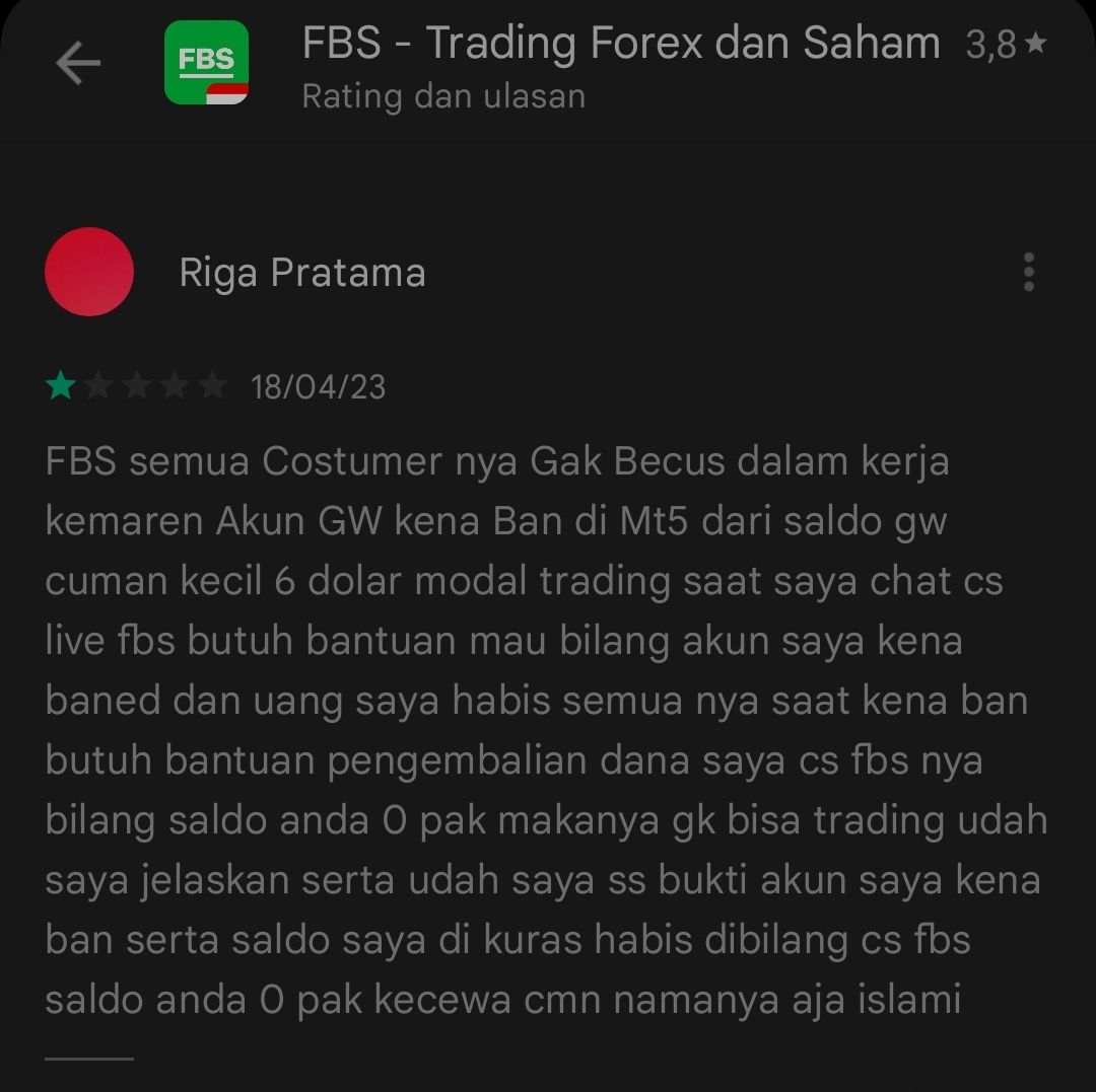 Layanan Pelanggan Broker FBS Tidak Kompeten