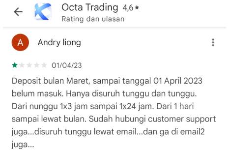Deposit Octa FX Tidak Kunjung Masuk