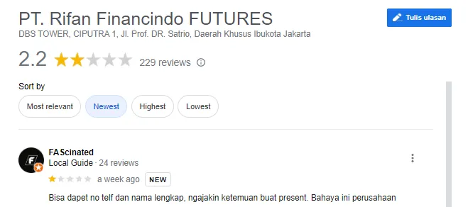 Rifan Financindo Dinilai Buruk Oleh Nasabah, Ada Apa?