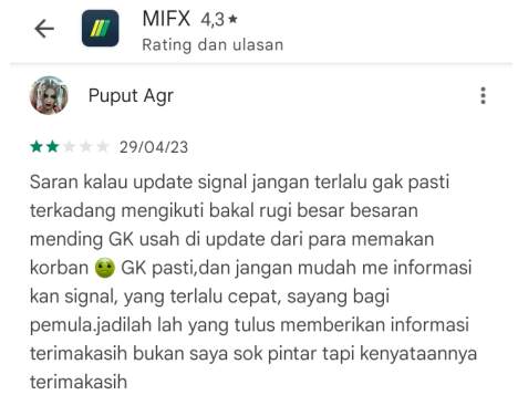 Dear MIFX, Jangan Kasih Referensi Signal Kalau Menyesatkan!