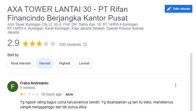Banyak Ulasan Palsu untuk Broker Rifan Financindo