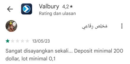 Deposit Valbury Terlalu Besar, Tidak Rekomen!