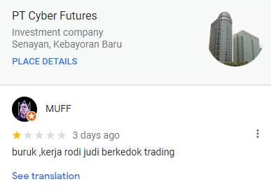 Ulasan Nasabah untuk Broker Cyber Futures...