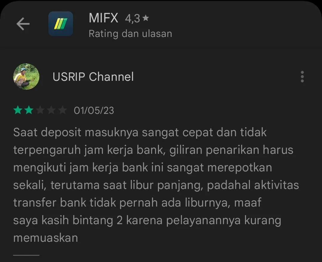 Pelayanan Penarikan MIFX Tidak 24 Jam