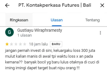 Dugaan Praktik Penipuan oleh Staff Marketing Broker Kontak Perkasa Futures