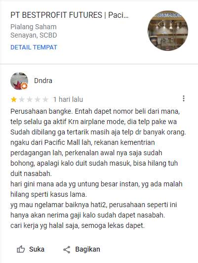 Peringatan Terhadap Praktik Marketing Broker Bestprofit