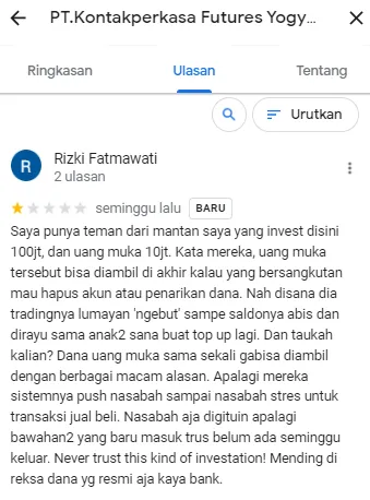 Investasi Berujung Kekecewaan di Kontak Perkasa Futures