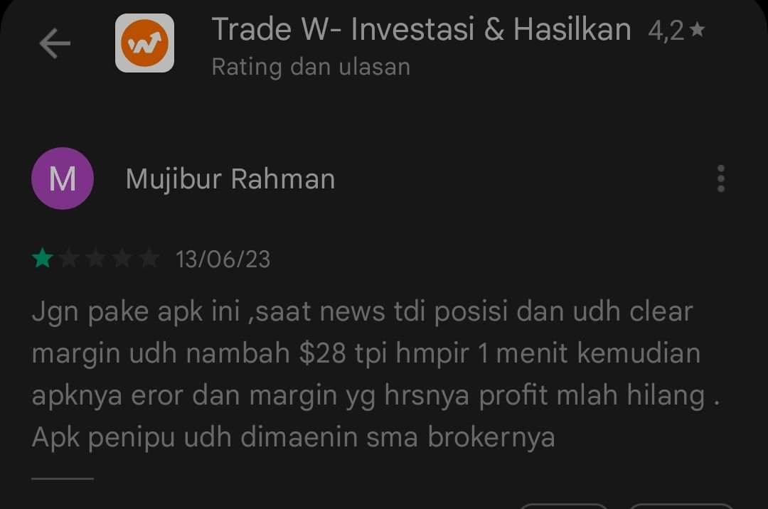 Mengherankan! Kesalahan Aplikasi Broker Trade W Investasi Buat Pengguna Rugi