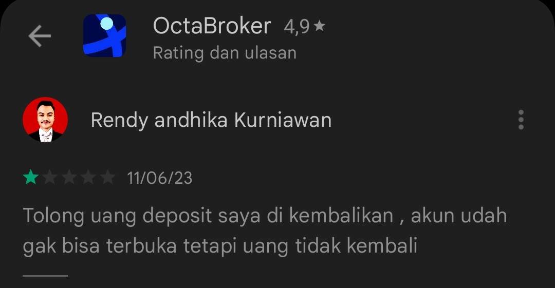Uang Tidak Dikembalikan dan Akun Tidak Bisa Terbuka, Apakah Broker Octa Scam?
