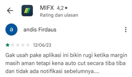 Aplikasi MIFX Diduga Merugikan Pengguna Melalui Sistem Auto Cut yang Tiba-tiba