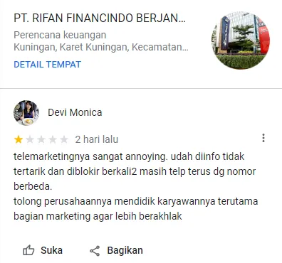 Protes Pengguna Terhadap Rifan Financindo