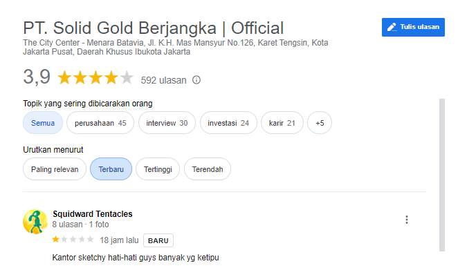 Hindari Trading di Solid Gold
