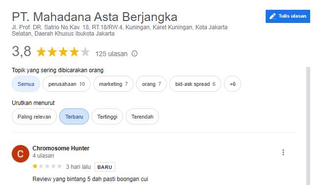 Ulasan Mencurigakan di Mahadana