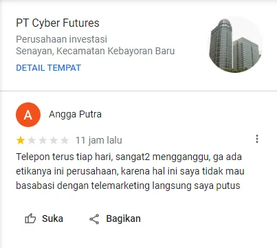 Pelayanan Cyber Futures Dinilai Sangat Buruk