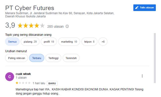 Merasa Risih dengan Ulah Marketing Cyber Futures