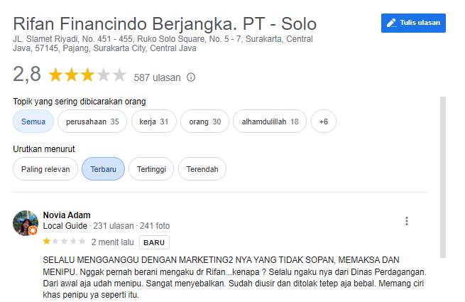 Marketing Rifan Dinilai Buruk!