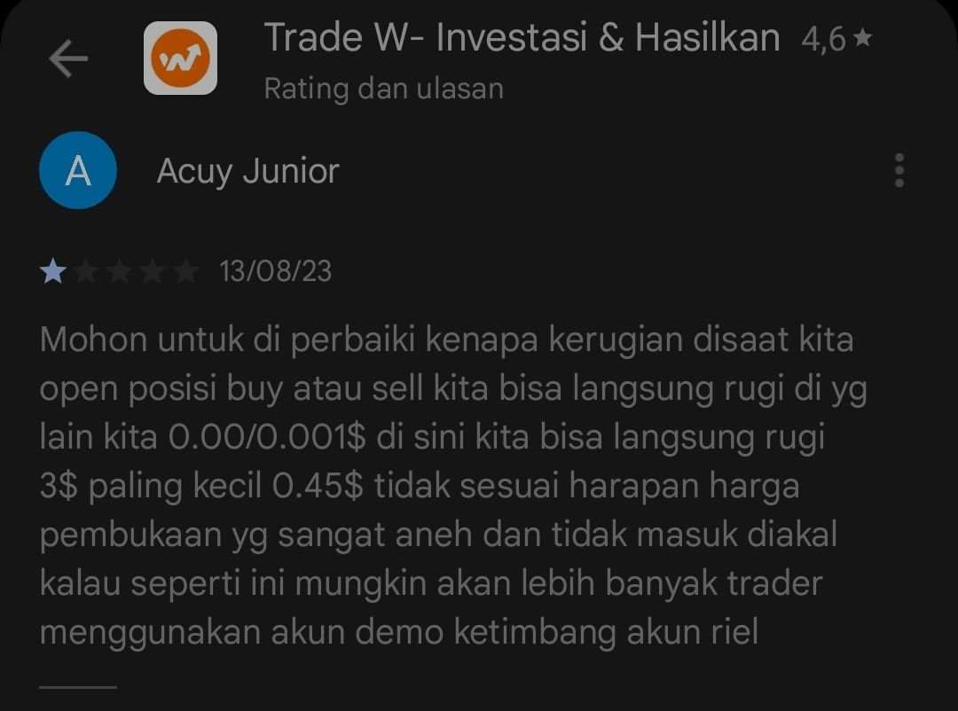 Buka Posisi Selalu Rugi, Ada Apa dengan Trade W?