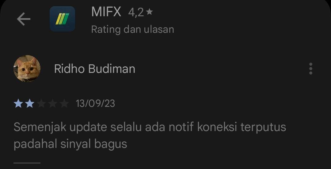 Koneksi Broker MIFX Sangat Buruk