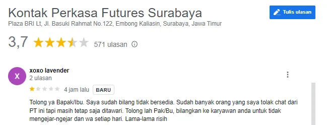 Keluhan Pengguna untuk Kontak Perkasa
