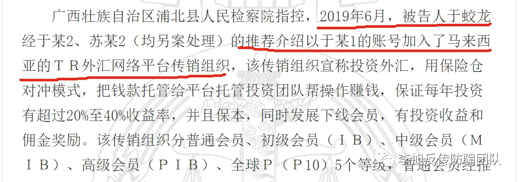 一“TR外汇”传销骨干获缓刑，罚金3万，没收违法所得20万！