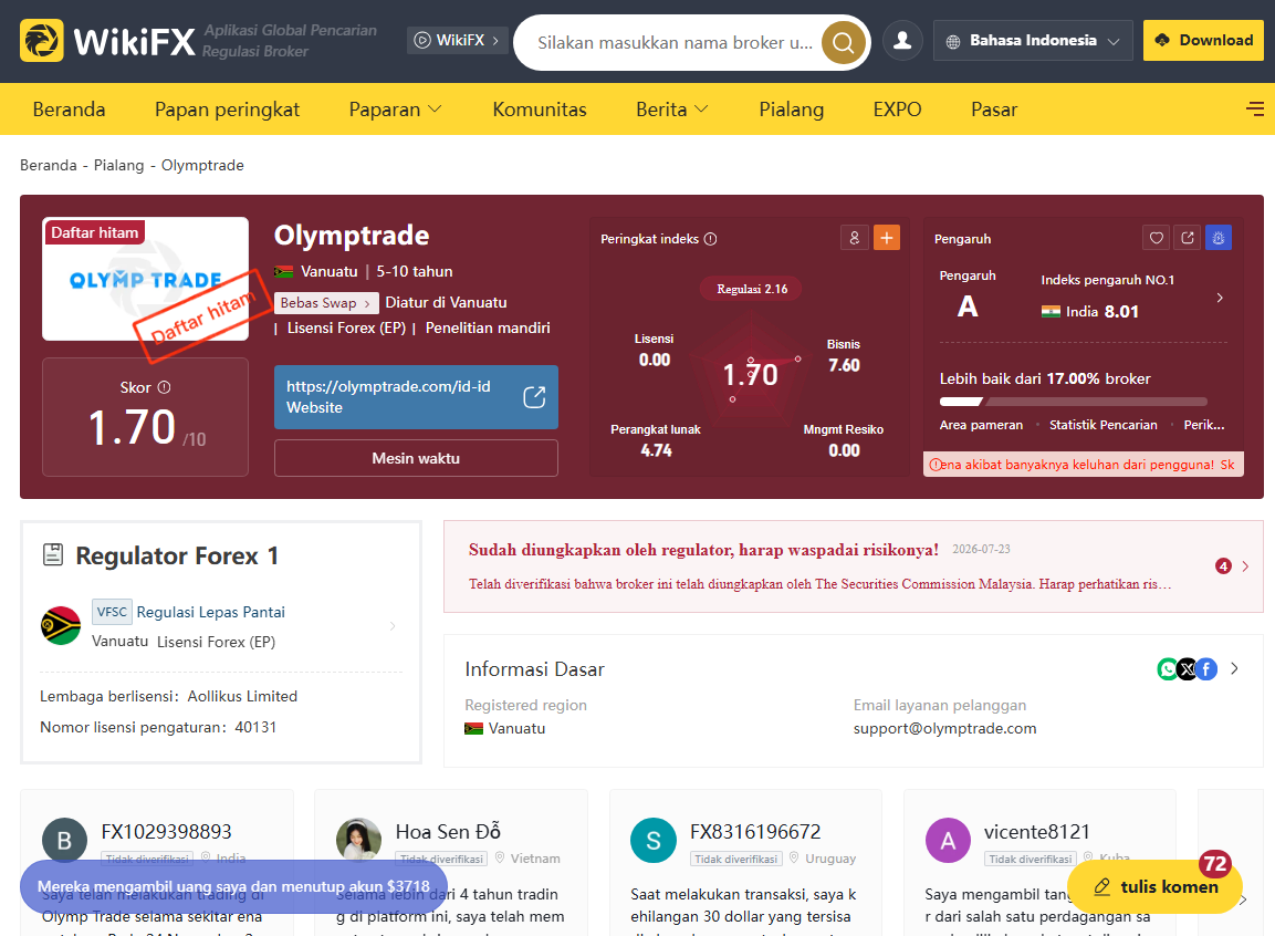 Review Broker Olymptrade: Waspadai Lisensi Offshore dan Risiko Manipulasi Harga