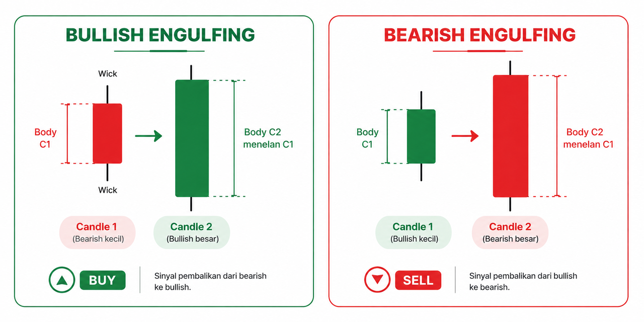 Pola Engulfing dalam Trading Forex: Pengertian, Contoh, dan Cara Menggunakannya