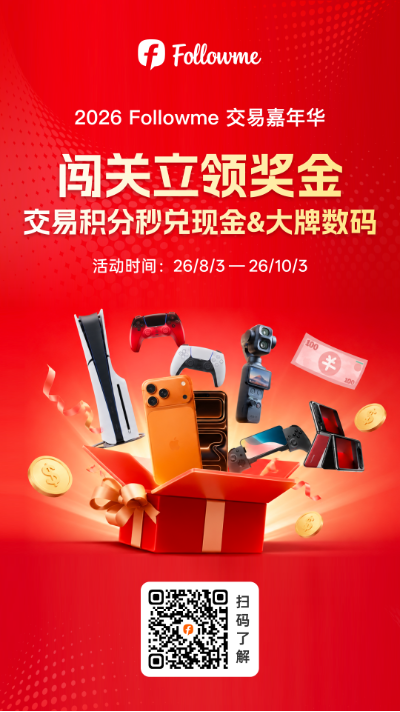 2026交易嘉年华高额奖池拉满！做交易赢现金 + 大牌数码